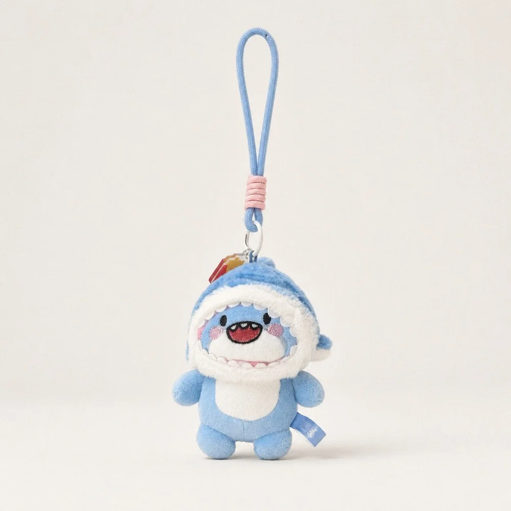 HAVEROSE Cute Blue Shark Plush Keychain Bag Charm Wrist Strap 5.5in NWT Kawaii